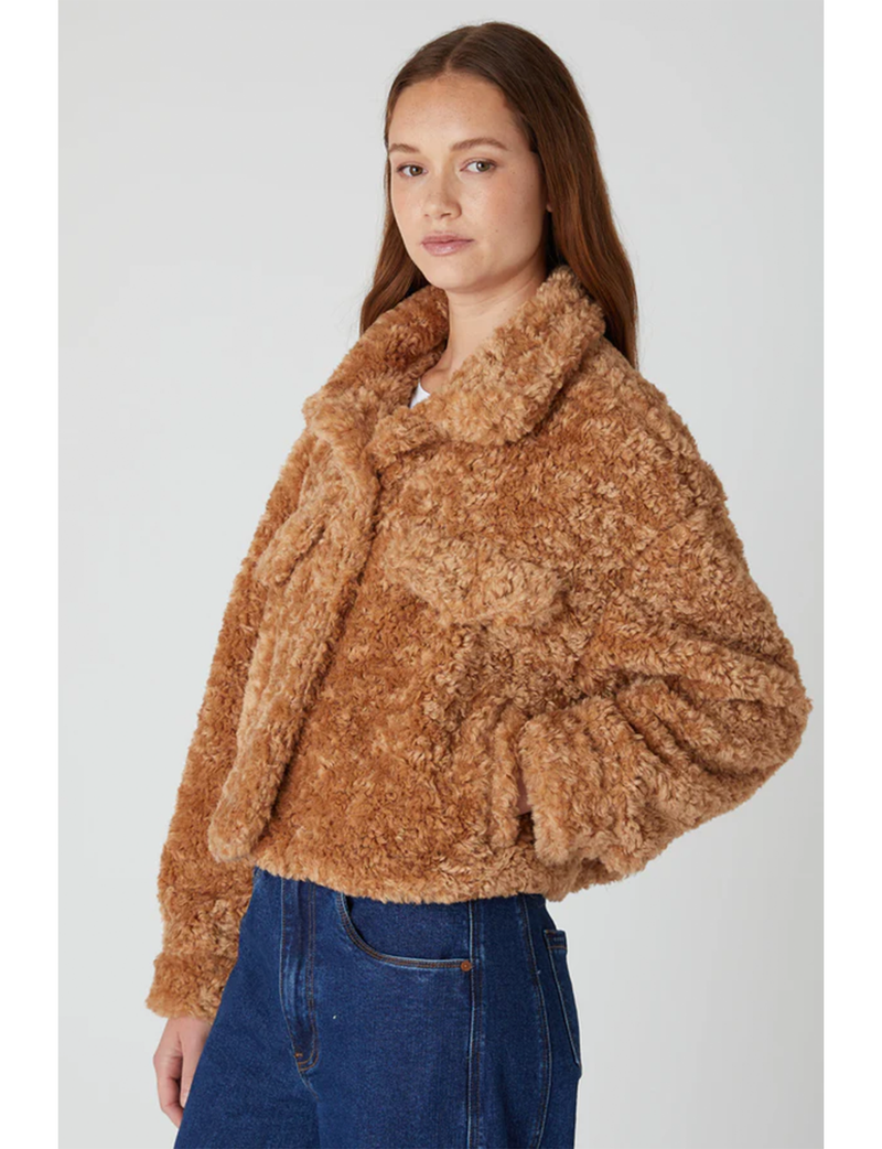 Sherpa Cropped Trucker, Gingerbread Latte