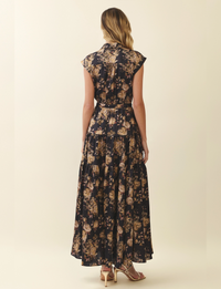 Floral Tiered Maxi Dress, Black/Multi