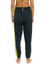 5 Stripe Womens Sweatpants, Charcoal/Pink Green