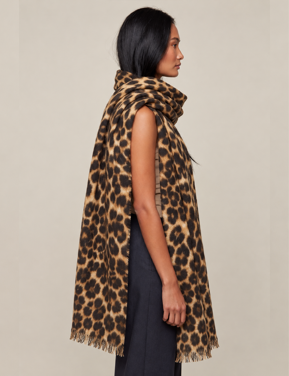 Oversized Animal Blankey Scarf, Leopard