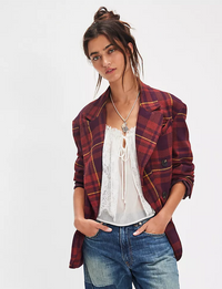 Dean Double Breasted Blazer, Plum/Combo