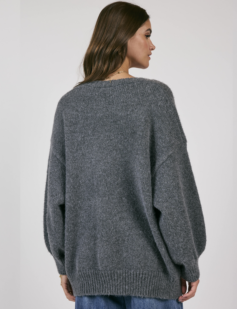 Breathe In Oversized Cardi, Charcoal