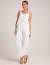 Pleated Linen Cargo Trouser, White