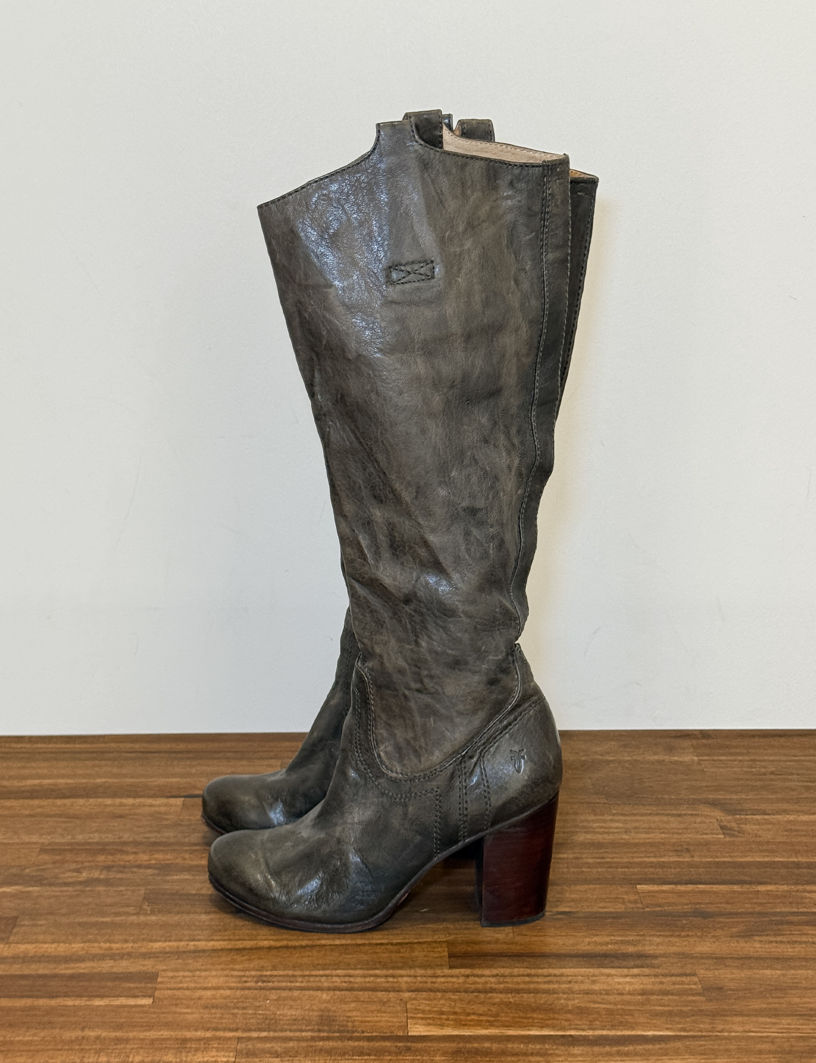 Frye Tall Leather Boots, Distressed Grey