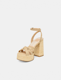 Danila Cross Hatch Heels, Natural Raffia