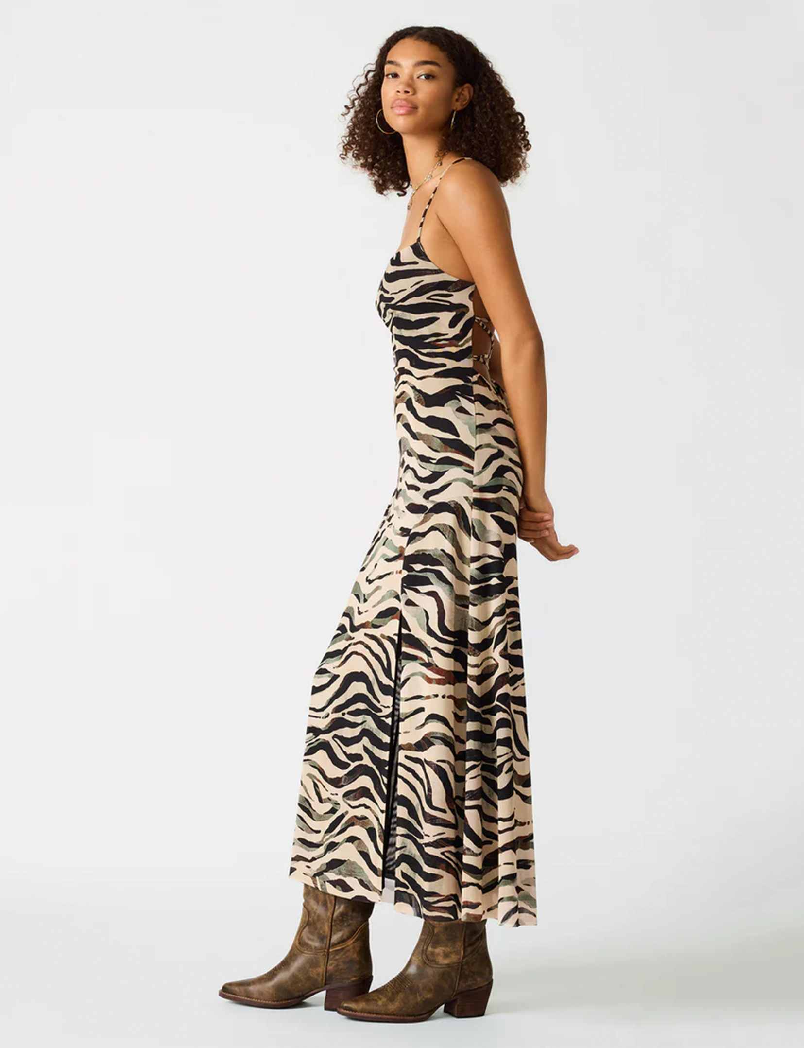 Adella Dress, Caramel Zebra