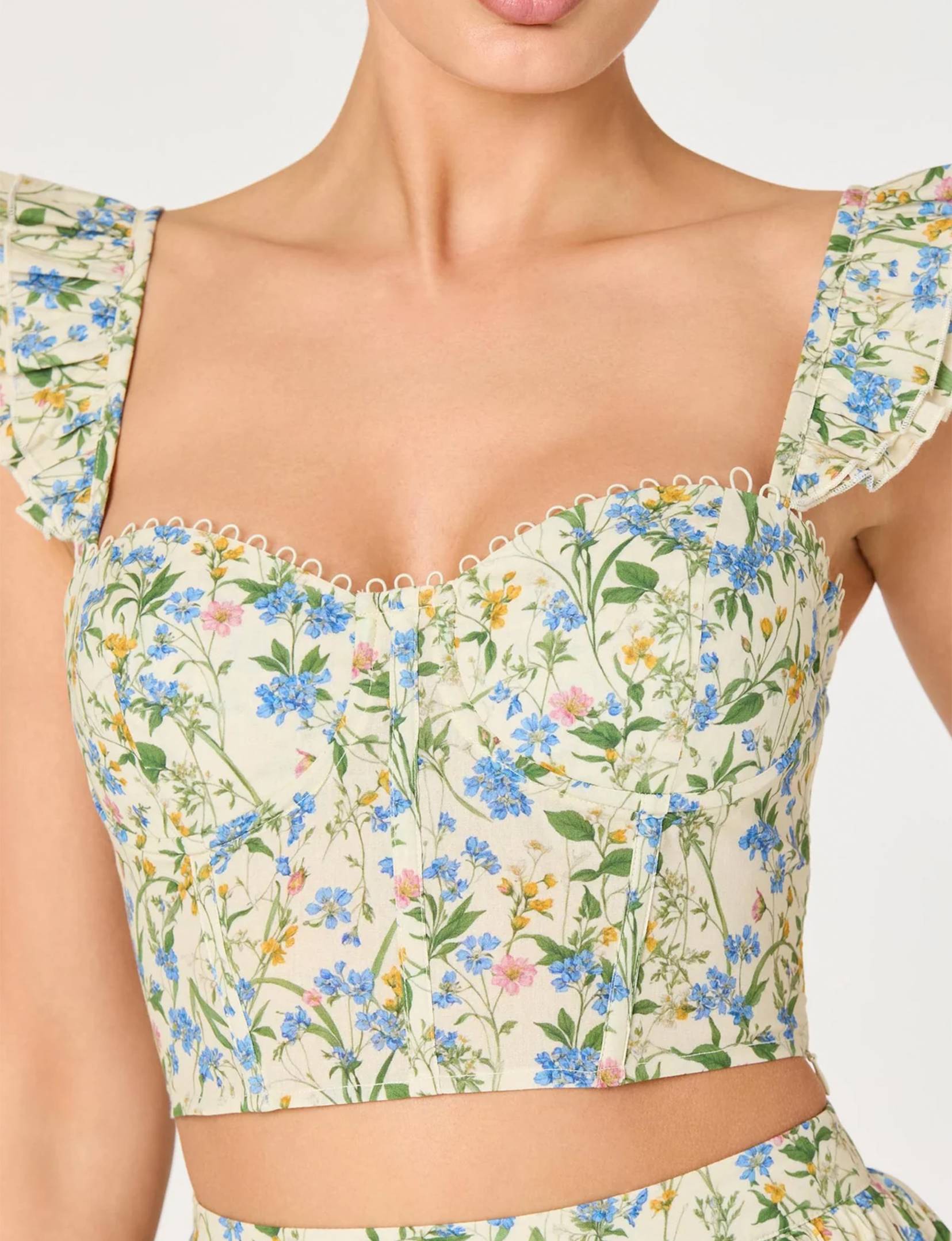 Wedelia Top, Blue/Green/Multi Floral