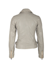 Sofia Leather Moto Jacket, Silver/Grey