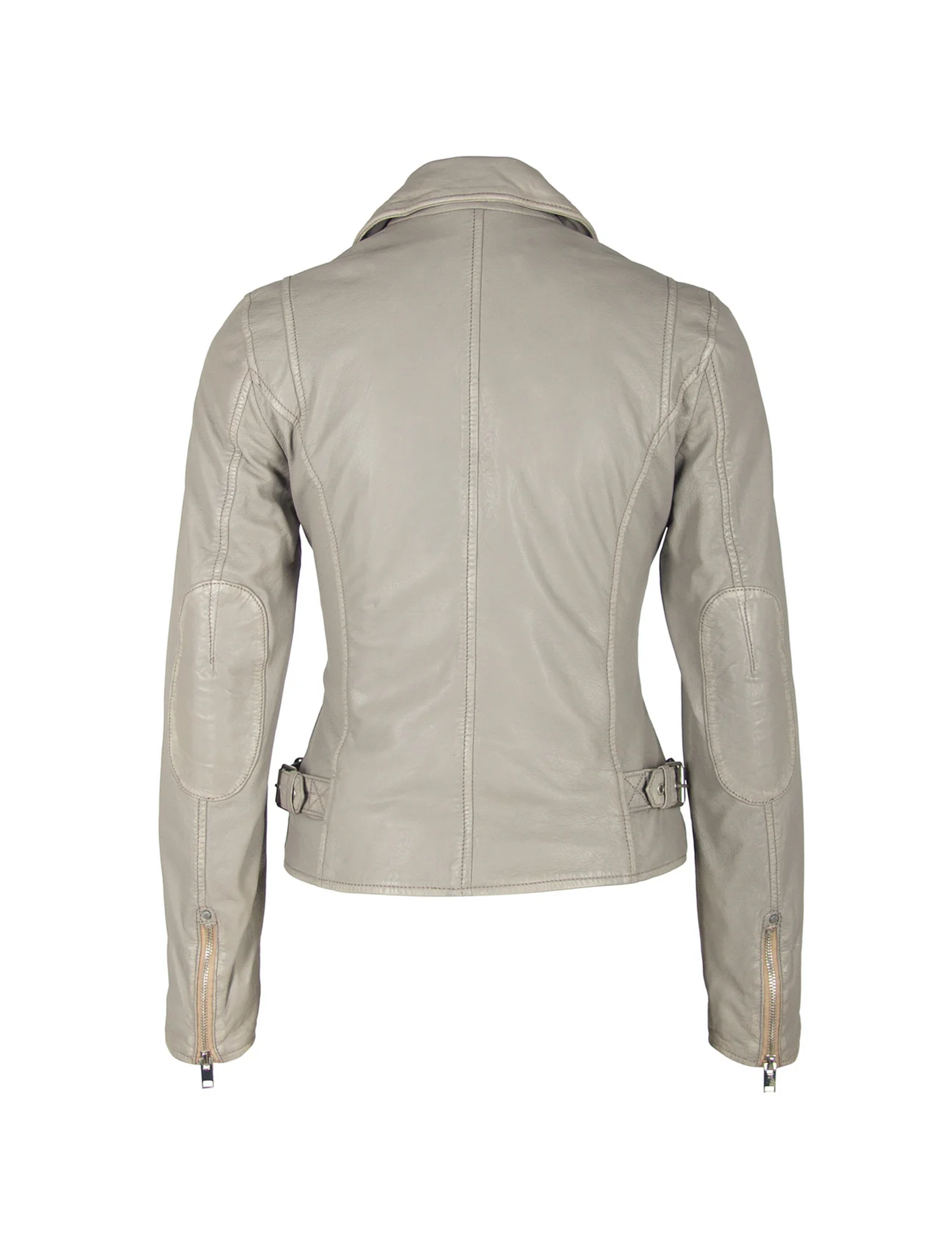 Sofia Leather Moto Jacket, Silver/Grey