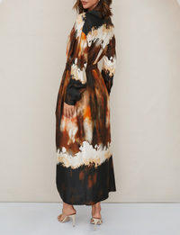 Bleeding Ink Dress, Ivory/Chocolate