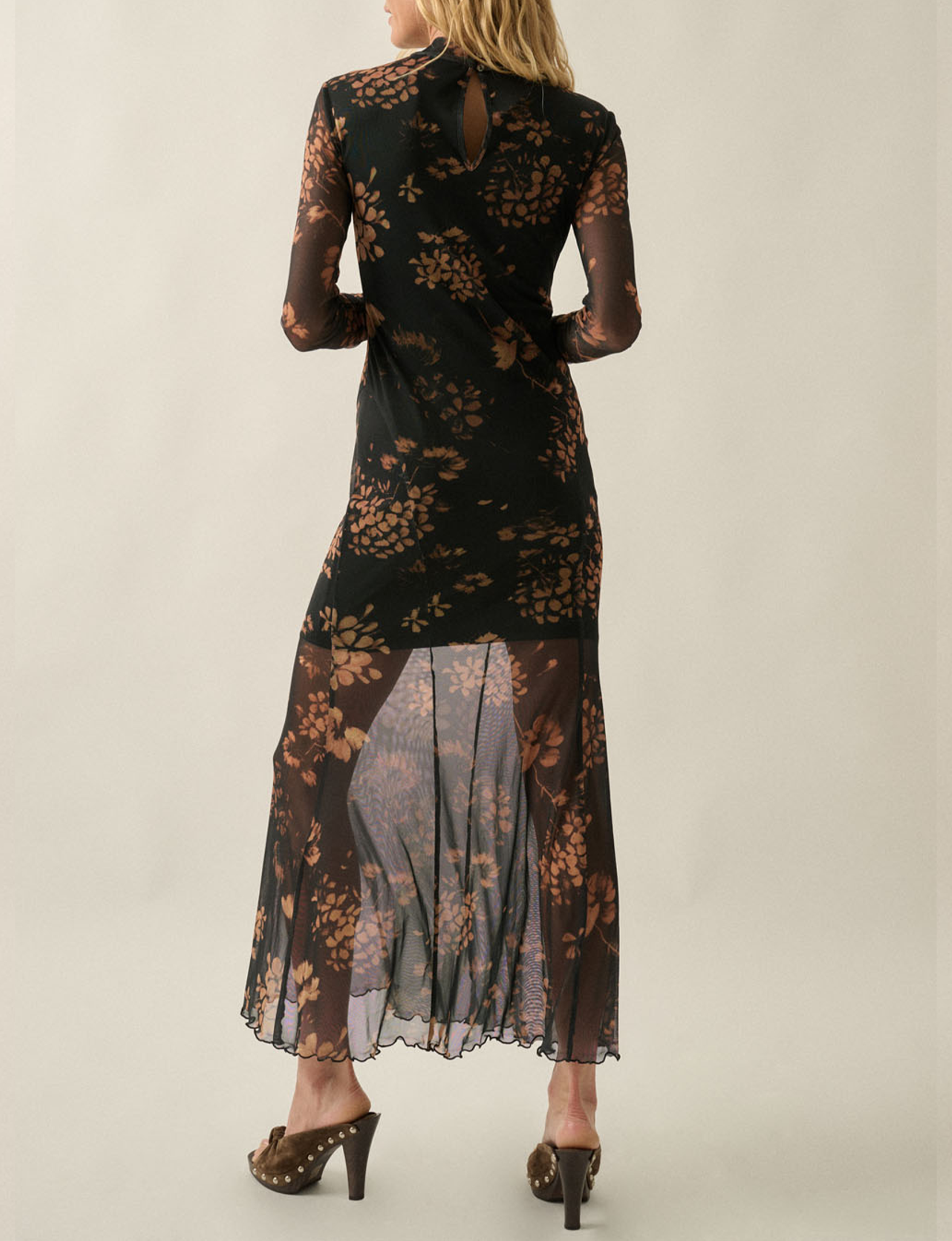Wildflower Mesh Dress, Black