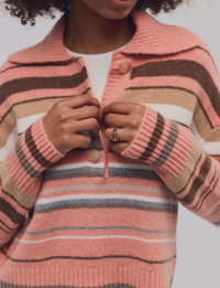 Trading Up Striped Polo, Peach/Combo