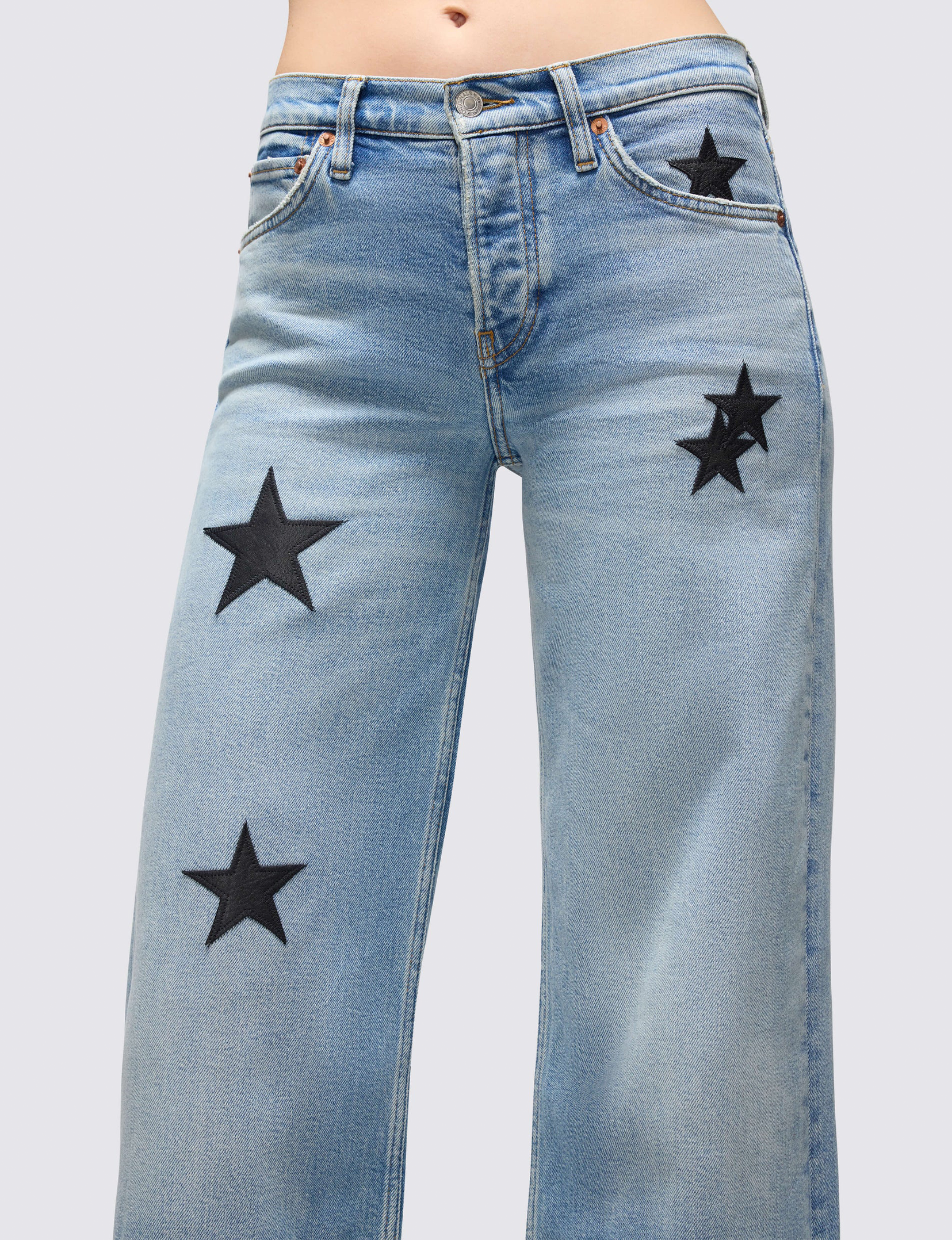 Mid Rise Wide Leg, Opal Indigo Star