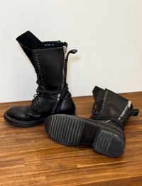 Rick Owens Combat Leather Boots, Black