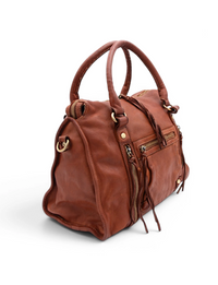 Large Leather Satchel, Cognac