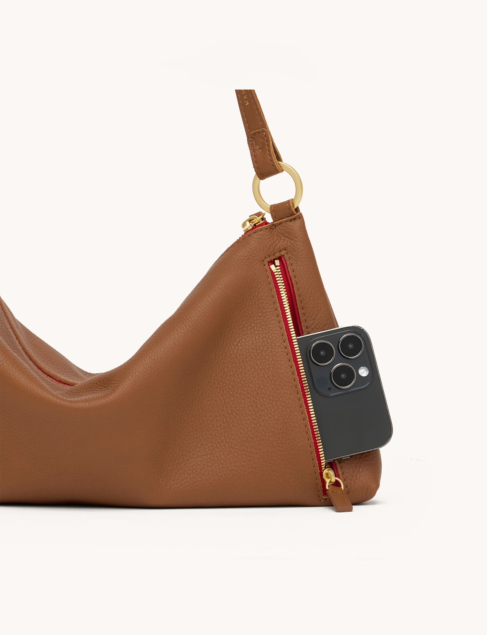 Kyle Medium Handbag, Mahogany/Brushed Gold