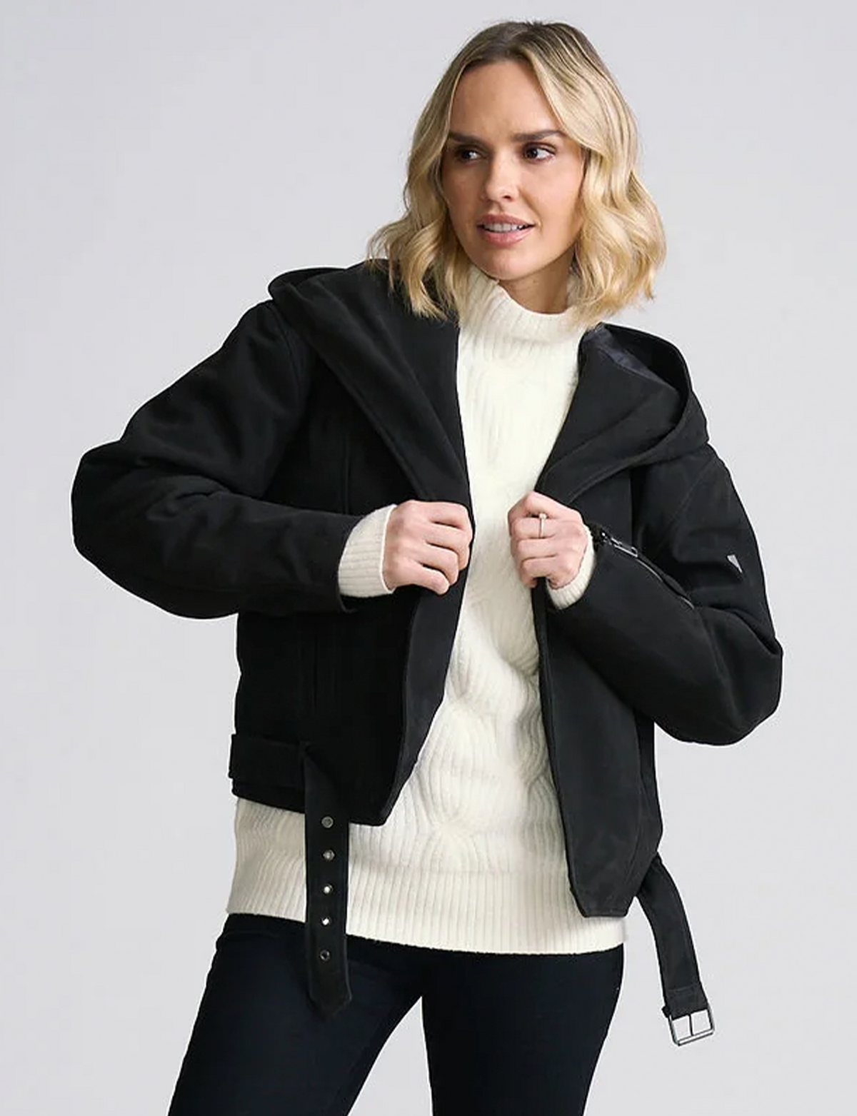 Anna Soft Suede Jacket, Black