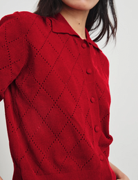 Simone Velvet Sweater, Red