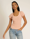 Julie Scoop Neck Rib Tee, Mellow Rose