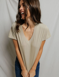Hendrix V Neck Tee, Driftwood