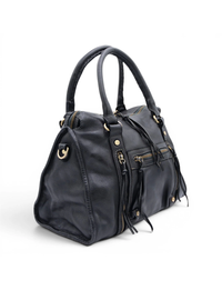 Large Leather Satchel, Black