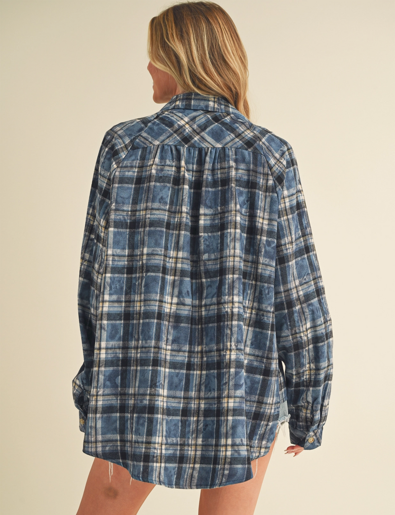 Laura Flannel Shirt, Blue Combo