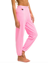 Womens 5 Stripe Sweatpant, Pink/Neon Rainbow