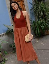 Damla Halter Dress, Red Sand