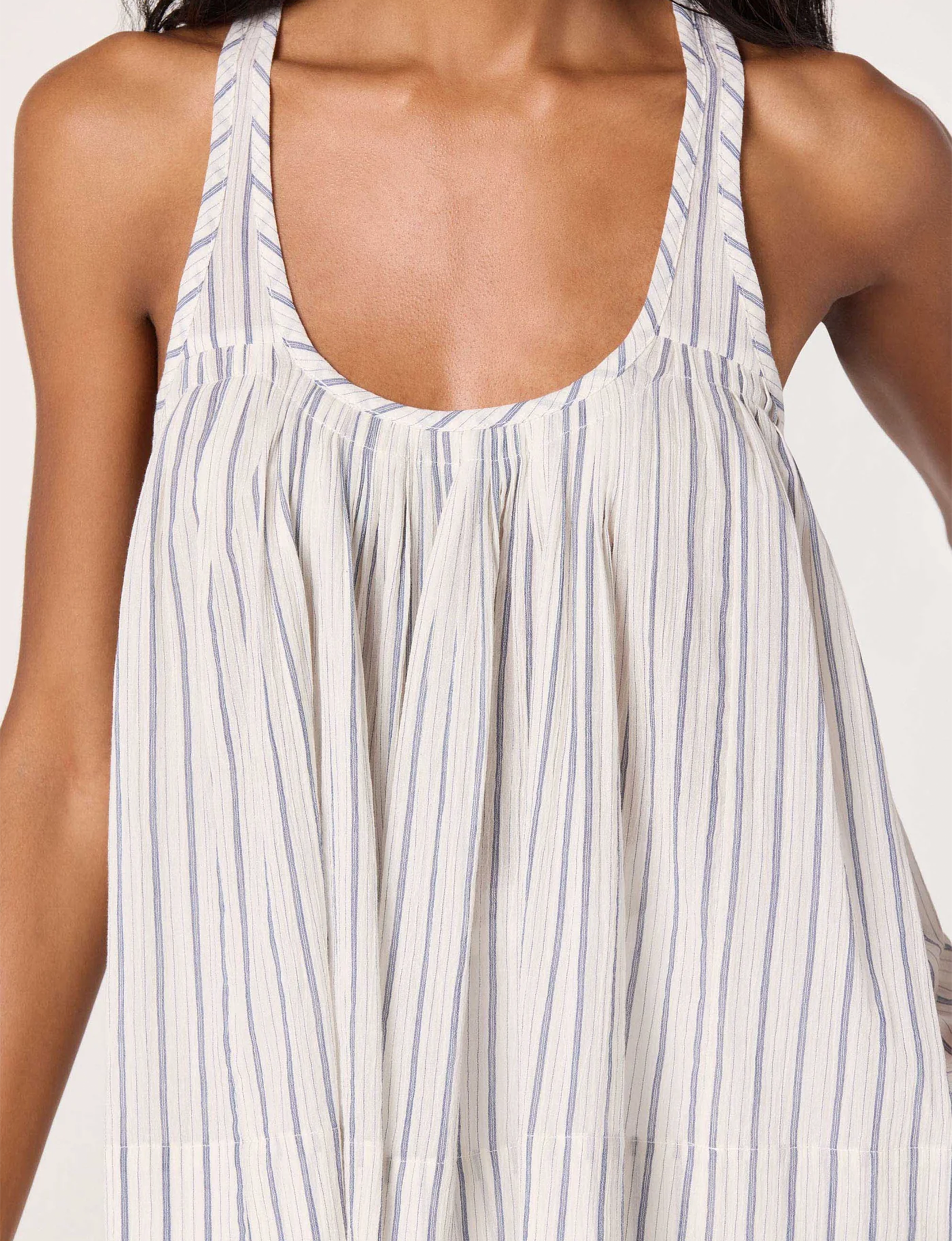 Aggle Top, White/Blue Stripe