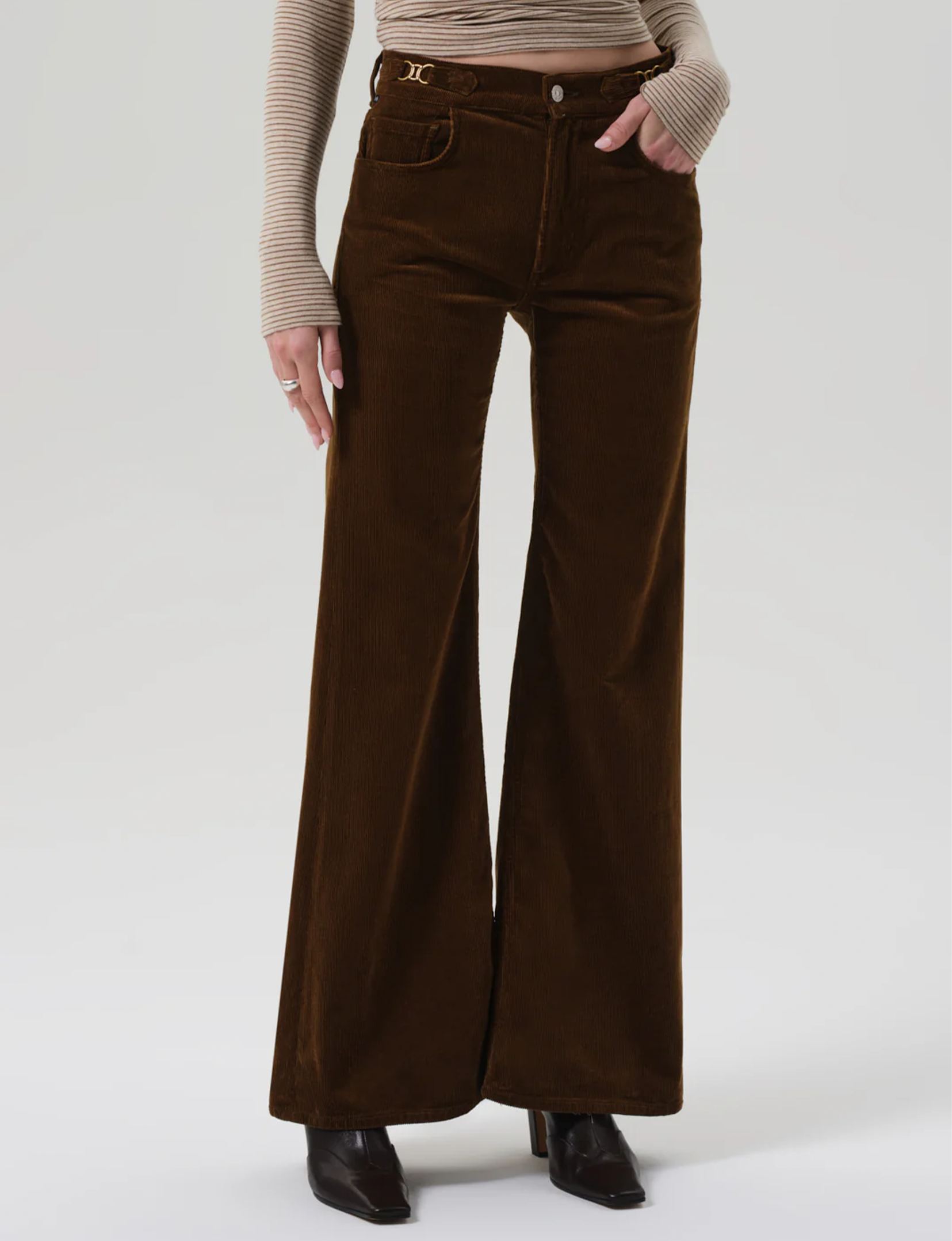 Kimberly Horsebit Flare, Manuka Corduroy