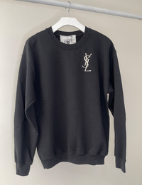 YSL Mini Embroidered Unisex Vintage Sweatshirt, Black