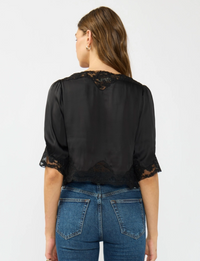Lace Front Blouse, Black