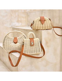 Rattan Eclipse Handbag, Ivory