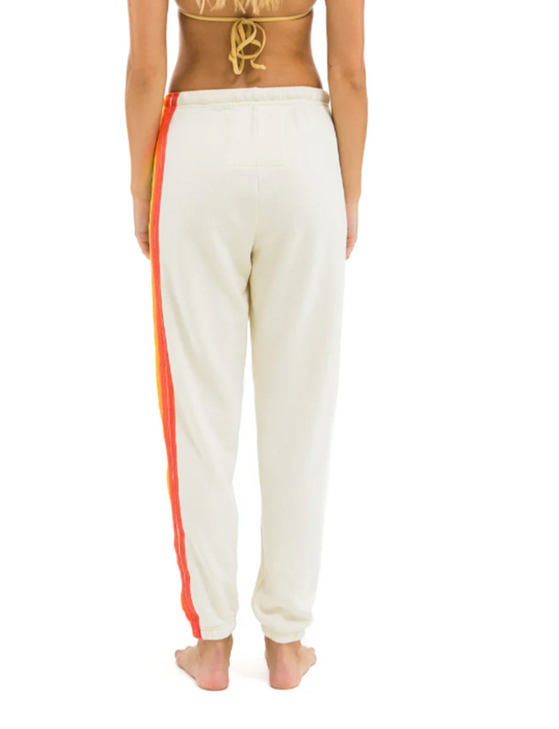 5 Stripe Sweatpants, Vintage White/White Neon
