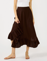 Bohemian Ruffle Skirt, Chocolate Brown