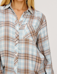 Hunter Plaid Flannel, Chambray/Ivory Dune