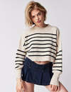 Stripe Easy Street Cropped Pullover, Pearl/Combo