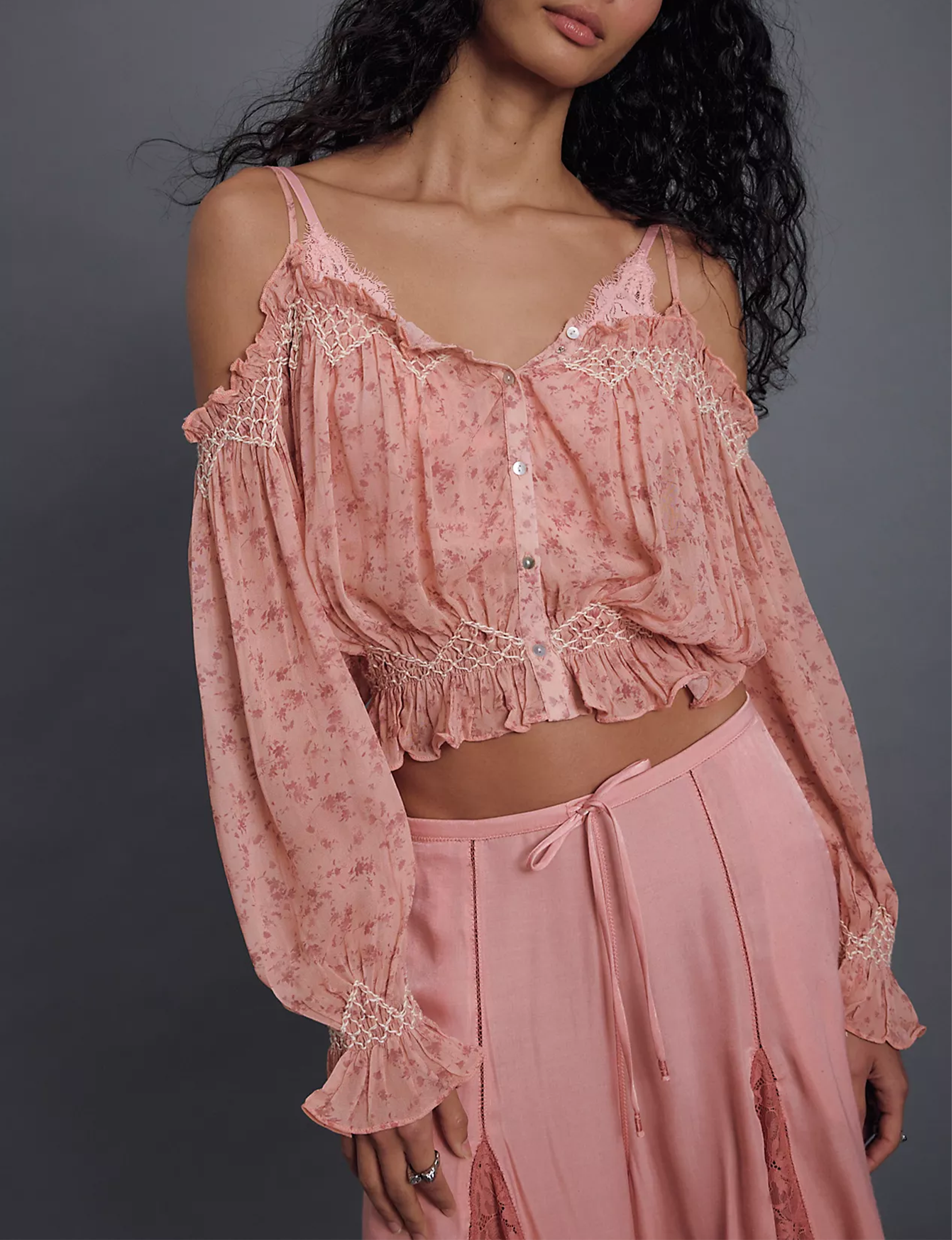 Marlow Smocked Blouse, Pink/Combo