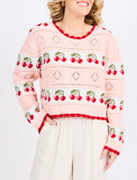 Cherry On Top Sweater, Pink/Multi