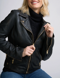 Hazie Biker Jacket, Antique Black