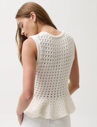 Anna Peplum Sweater Tank, White