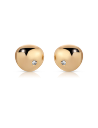 Polished Pebble Crystal Stud, Gold