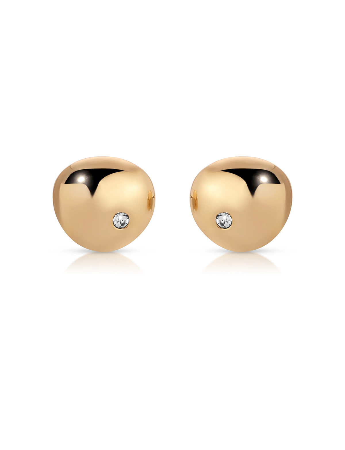 Polished Pebble Crystal Stud, Gold