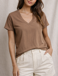 Hendrix V Neck Tee, Mocha