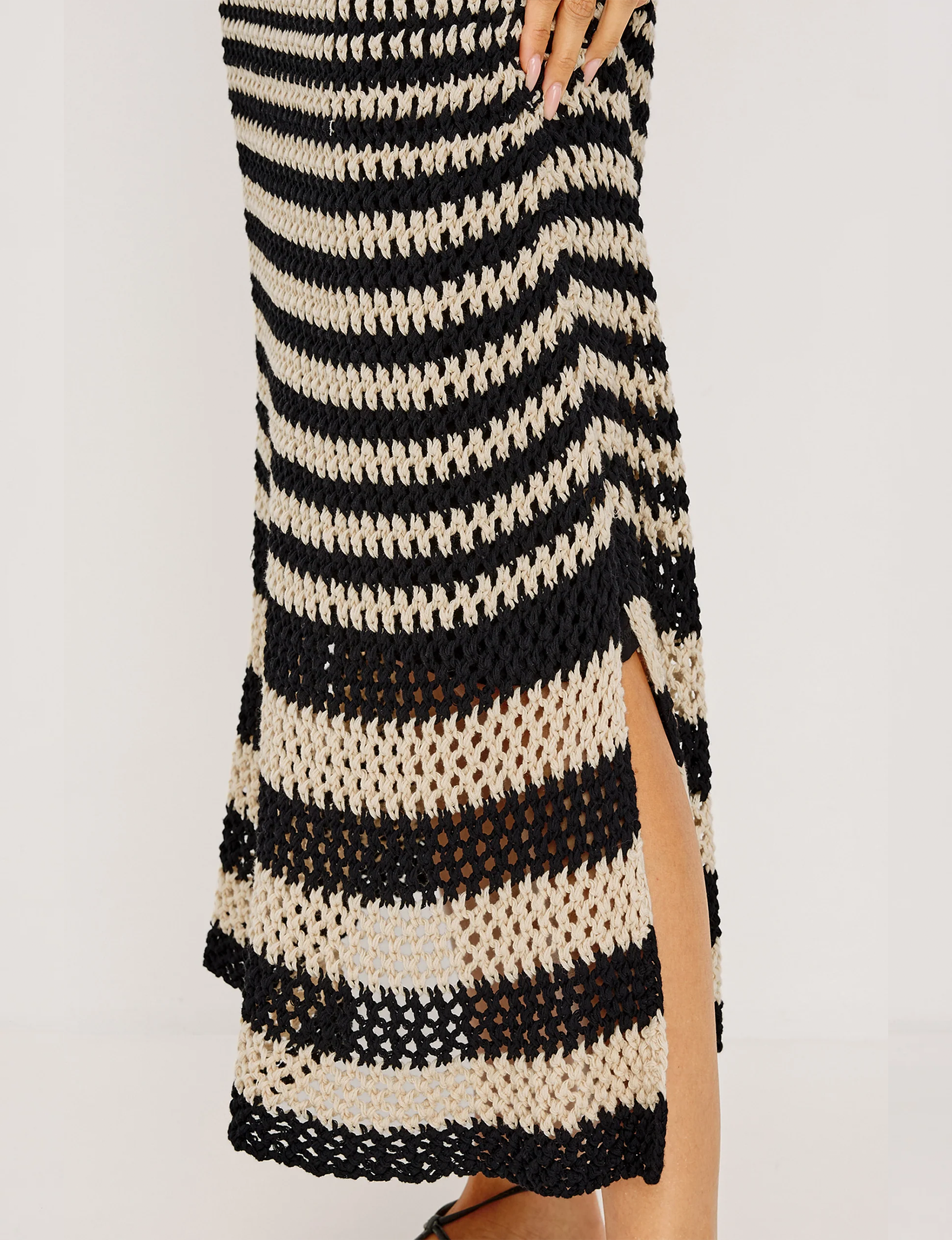 Yvette Dress, Onyx Ivory Stripe