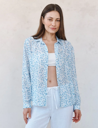 Classic Button Down, Blue Ditsy Floral