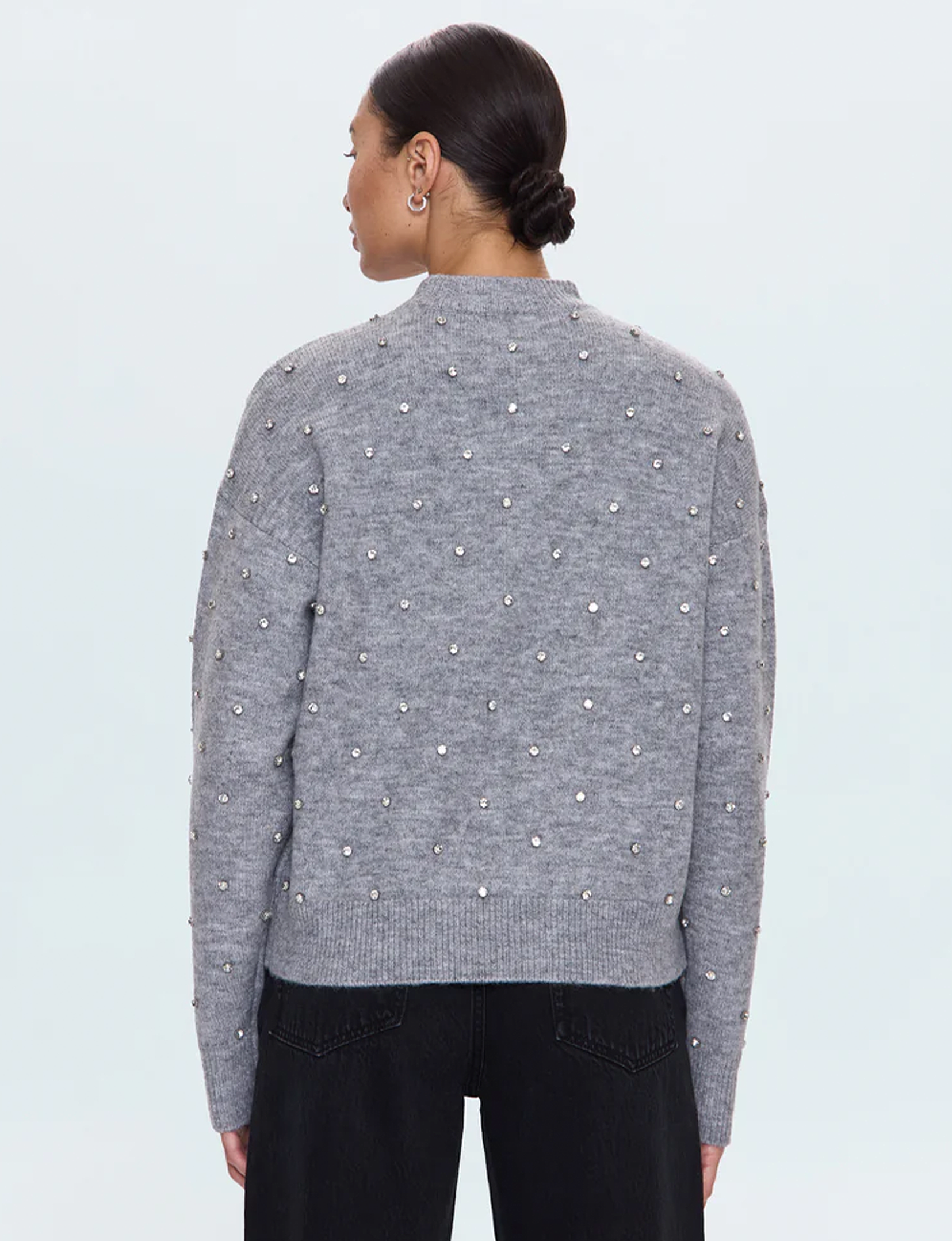 Aura Relaxed Sweater, Charcoal Diamonte
