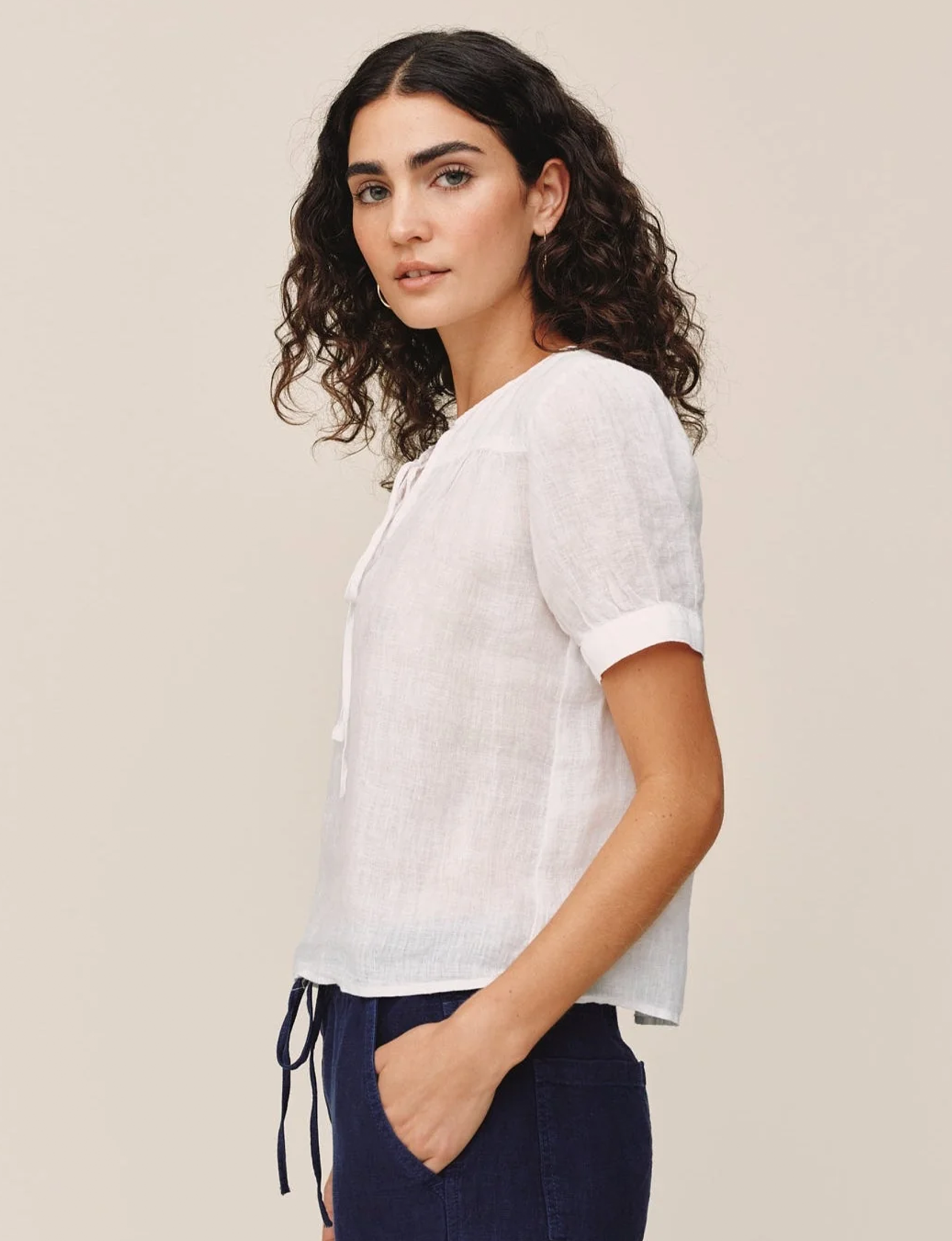 Flowy Pullover Top, White