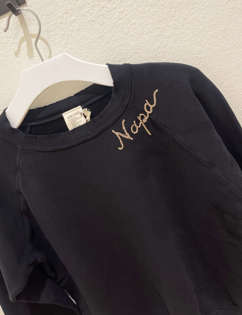 Napa Embroidered Sweatshirt, Washed Black