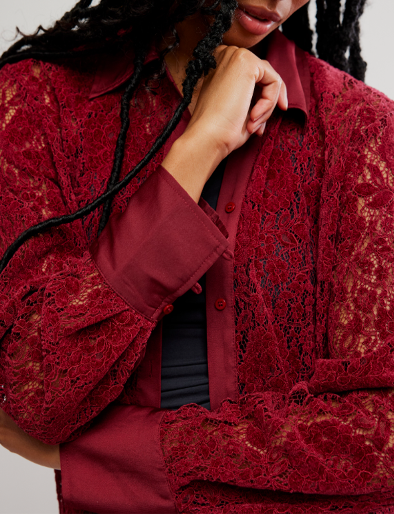 Faith Button Down Shirt, Cabernet